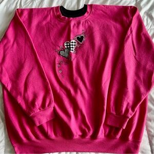 💖💖💖Pink and Black Crew Neck Heart Country Store Sweatshirt 💖💖💖 valentines